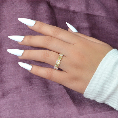 Delicate Rhinestone Resin Flower Ring Band Valentine's Day Women Girl Teens Gift-0