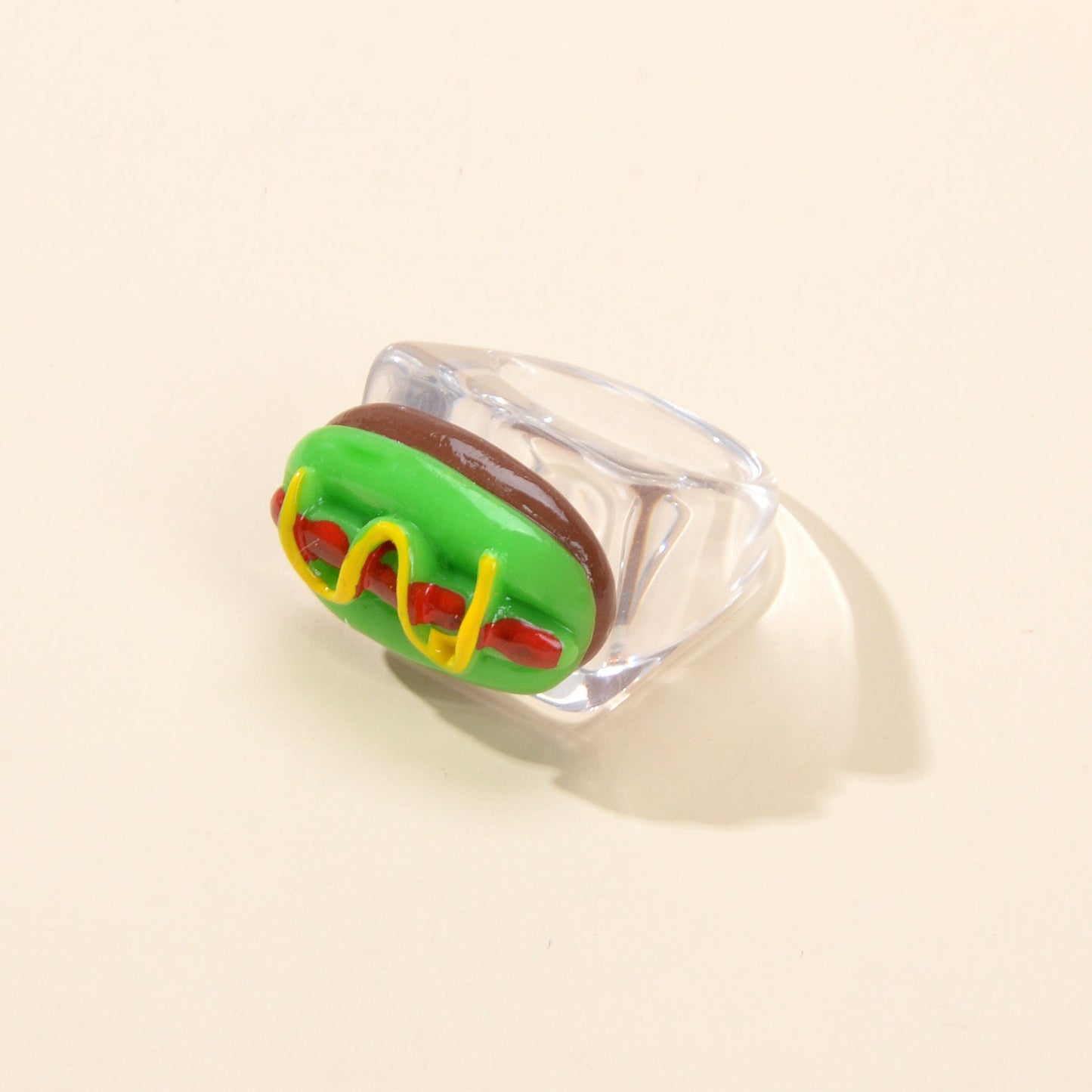 Unique Designer Multi-colored Hot Dog Resin Transparent Trendy Chunky Rings Gift-2