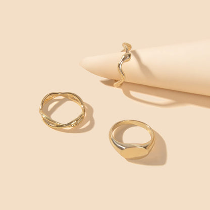3 pcs Punk Jewelry Minimalist Gold Silver Stackable Multiple Midi Snake Ring Set-3