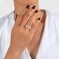 Multiple 4 pcs Elastic Pearl Silver Metal Knuckle Letter Midi Finger Rings Set-0