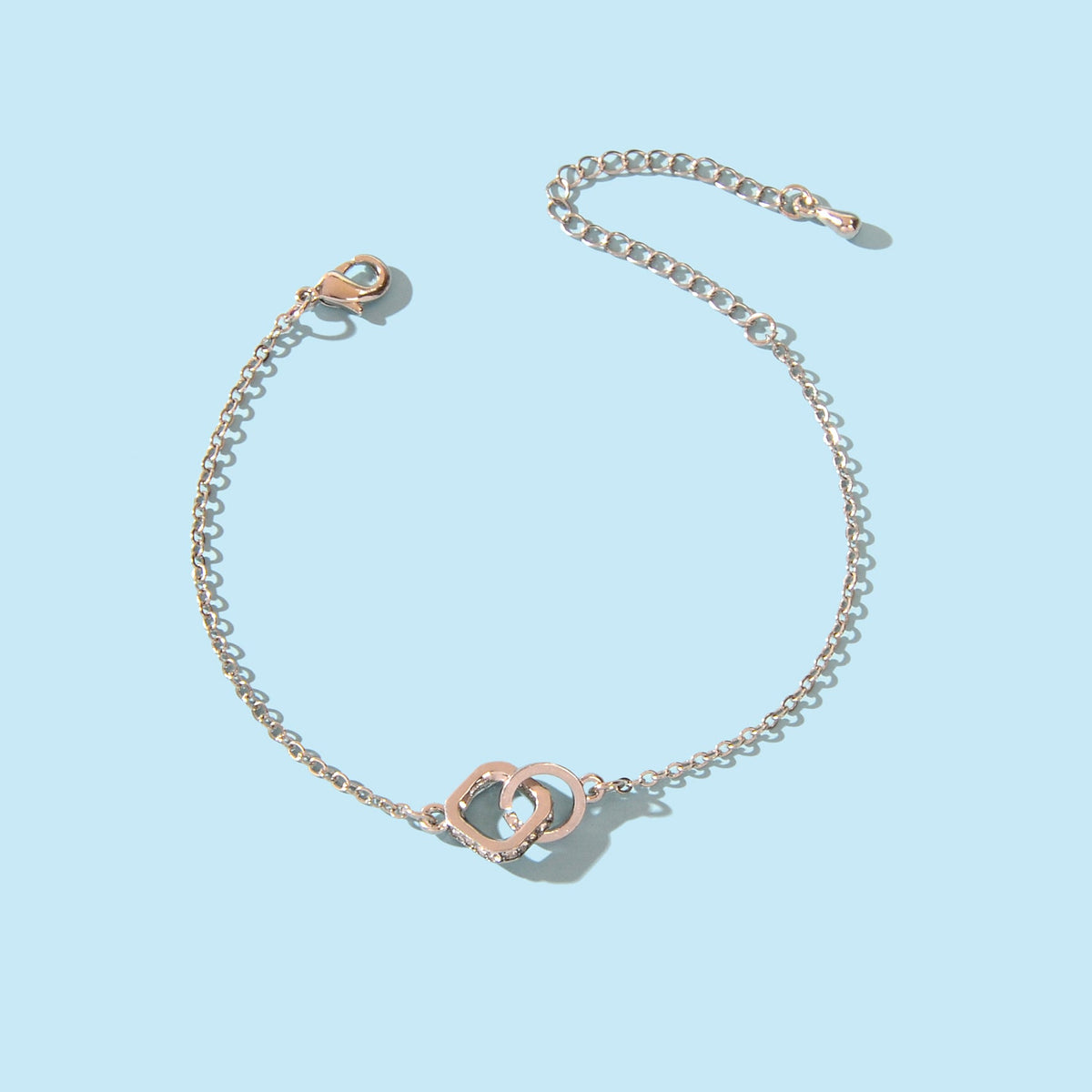 Trendy Jewelry Rhinestone Square Circle Silver Chain Bracelets for Wedding Party-1