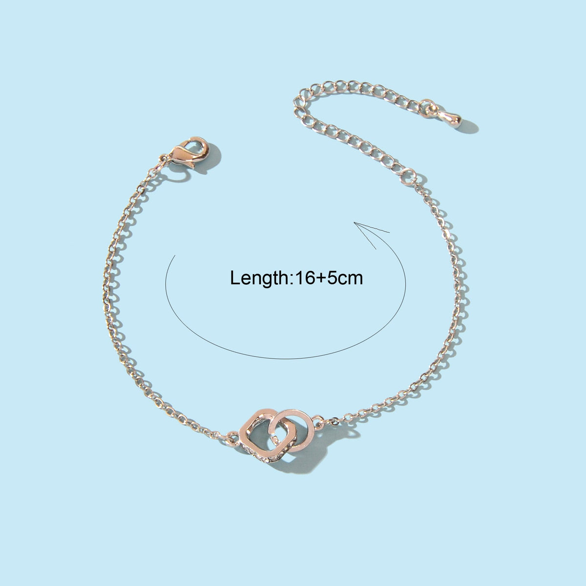 Trendy Jewelry Rhinestone Square Circle Silver Chain Bracelets for Wedding Party-2