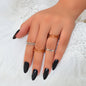 Unique 4 pcs Brown Resin Silver Metal Geometric Stackable Multiple Midi Ring Set-0