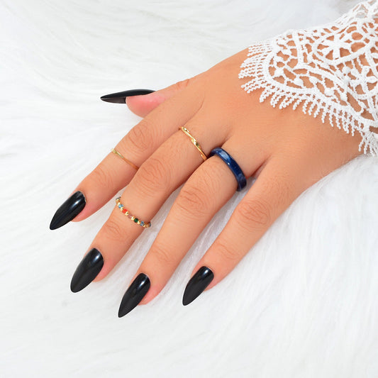 Multiple 4 pcs Geometric Elastic Beads Resin Stackable Midi Knuckle Rings set-0