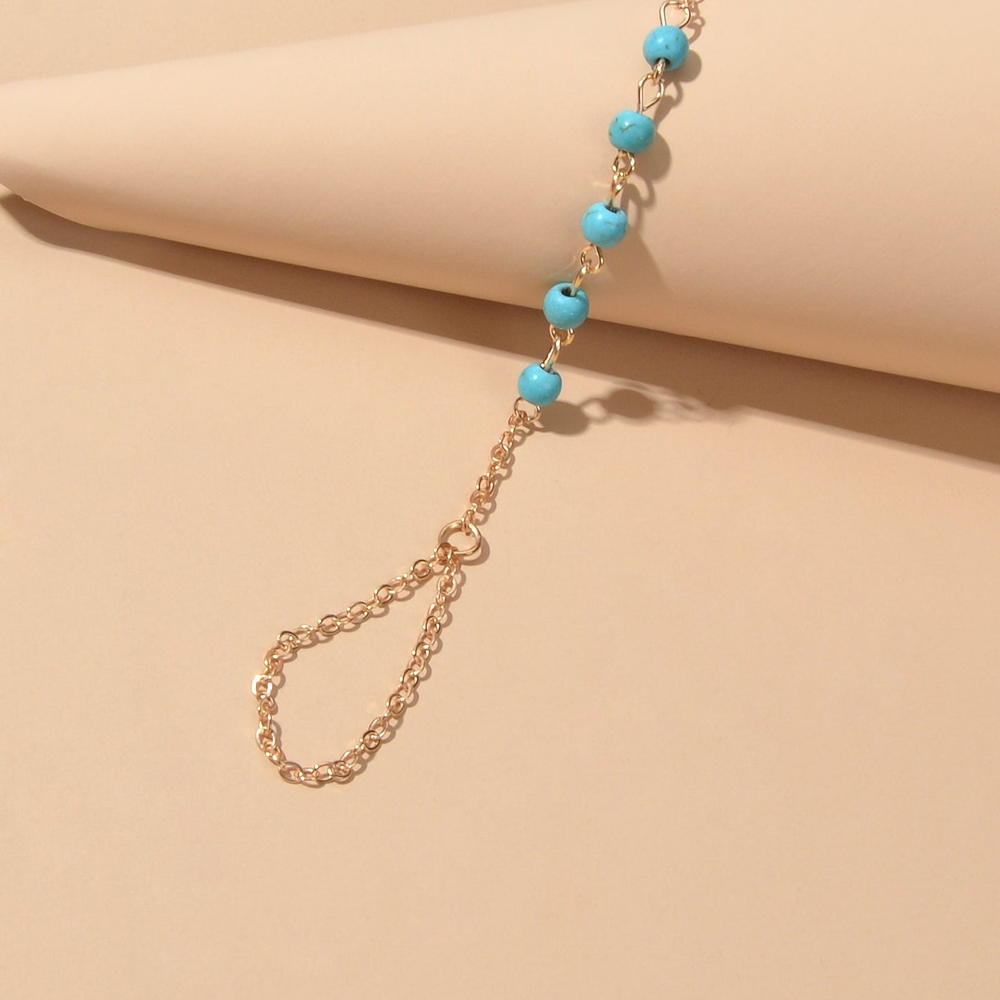 Trendy Jewelry Gold Silver Chain Turquoise Boho Chic Slave Bracelet with Finger-4
