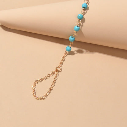 Trendy Jewelry Gold Silver Chain Turquoise Boho Chic Slave Bracelet with Finger-4