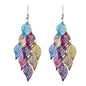AU Local Bohemian Colorful Hollow Layered Leaf Stacks Hook Drop Dangle Earrings-0