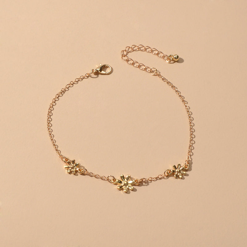 1 pc Gold Silver Flower Anklet Boho Chic Barefoot Sandals Foot Beach Jewellery-2