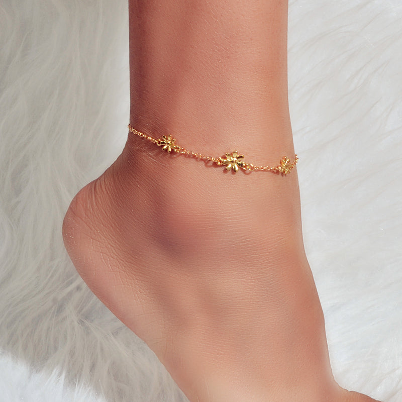 1 pc Gold Silver Flower Anklet Boho Chic Barefoot Sandals Foot Beach Jewellery-0