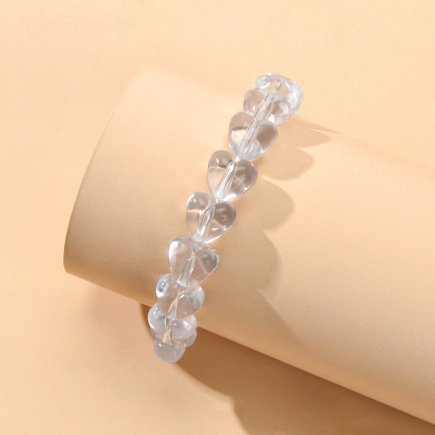 Transparent Resin Heart Beads Elastic Bracelet Bangle Girl Teen Party Decoration-2
