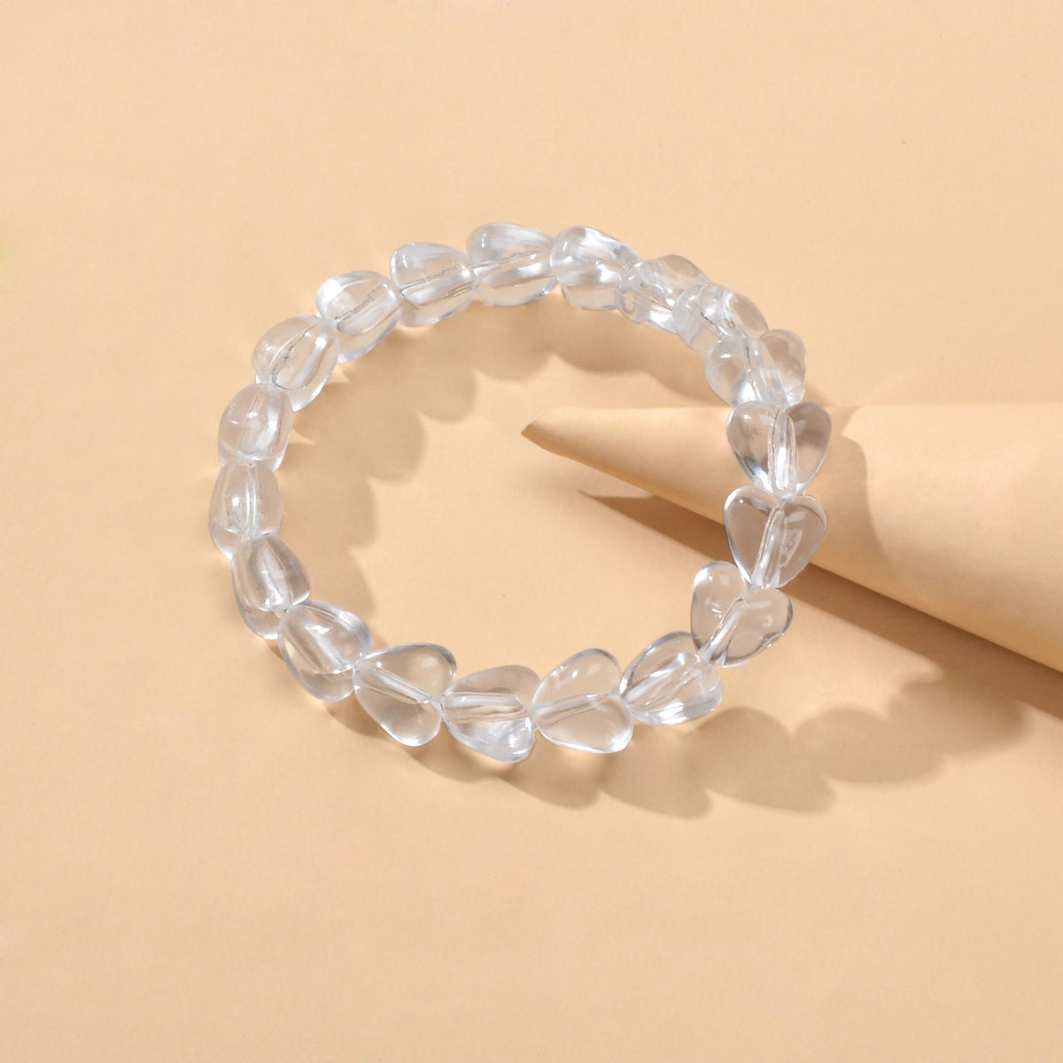 Transparent Resin Heart Beads Elastic Bracelet Bangle Girl Teen Party Decoration-3