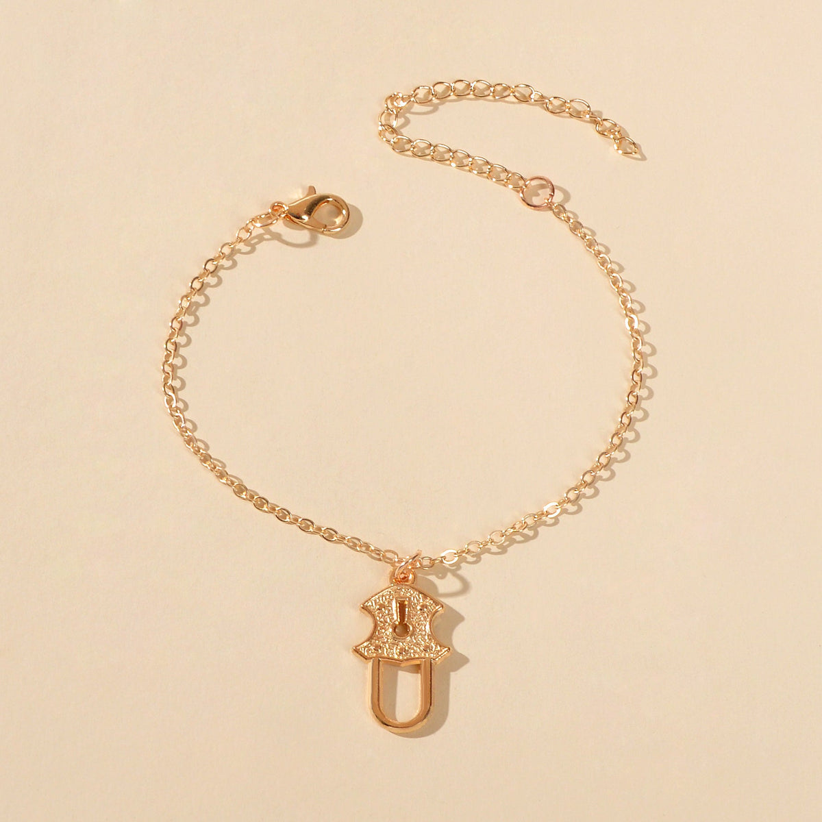 Gold Silver Chain Geometric Lock Charm Bracelet Women Unique Designer Jewellery-3