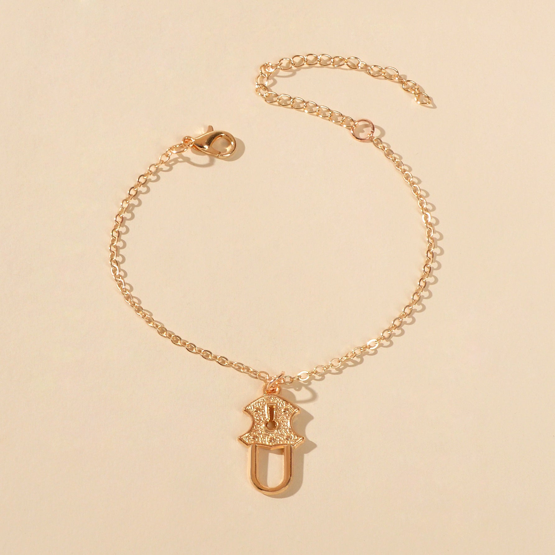 Gold Silver Chain Geometric Lock Charm Bracelet Women Unique Designer Jewellery-3