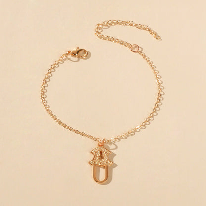 Gold Silver Chain Geometric Lock Charm Bracelet Women Unique Designer Jewellery-3