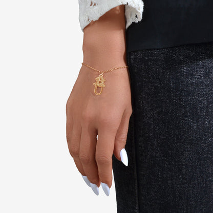 Gold Silver Chain Geometric Lock Charm Bracelet Women Unique Designer Jewellery-2