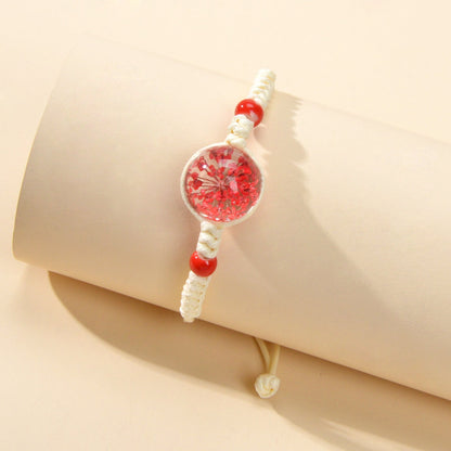 Ethnic Jewellery Handmade Braided Flower Decor Adjustable Rope Bohemian Bracelet-1
