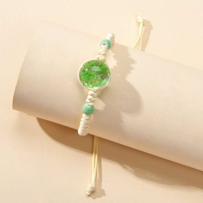 Ethnic Jewellery Handmade Braided Flower Decor Adjustable Rope Bohemian Bracelet-3