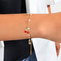 Pearl Beads Disc Charm Gold Chain Red Cherry Charm Bracelet Women Dainty Gift-0