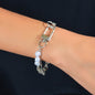 Punk Retro Faux Pearl Decor Double layer Silver Chain Lock Fashion Bracelet Gift-0