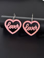 Colorful Sparkling Glittery Heart Pendant Earrings Radiant Glamour Party Jewelry-6