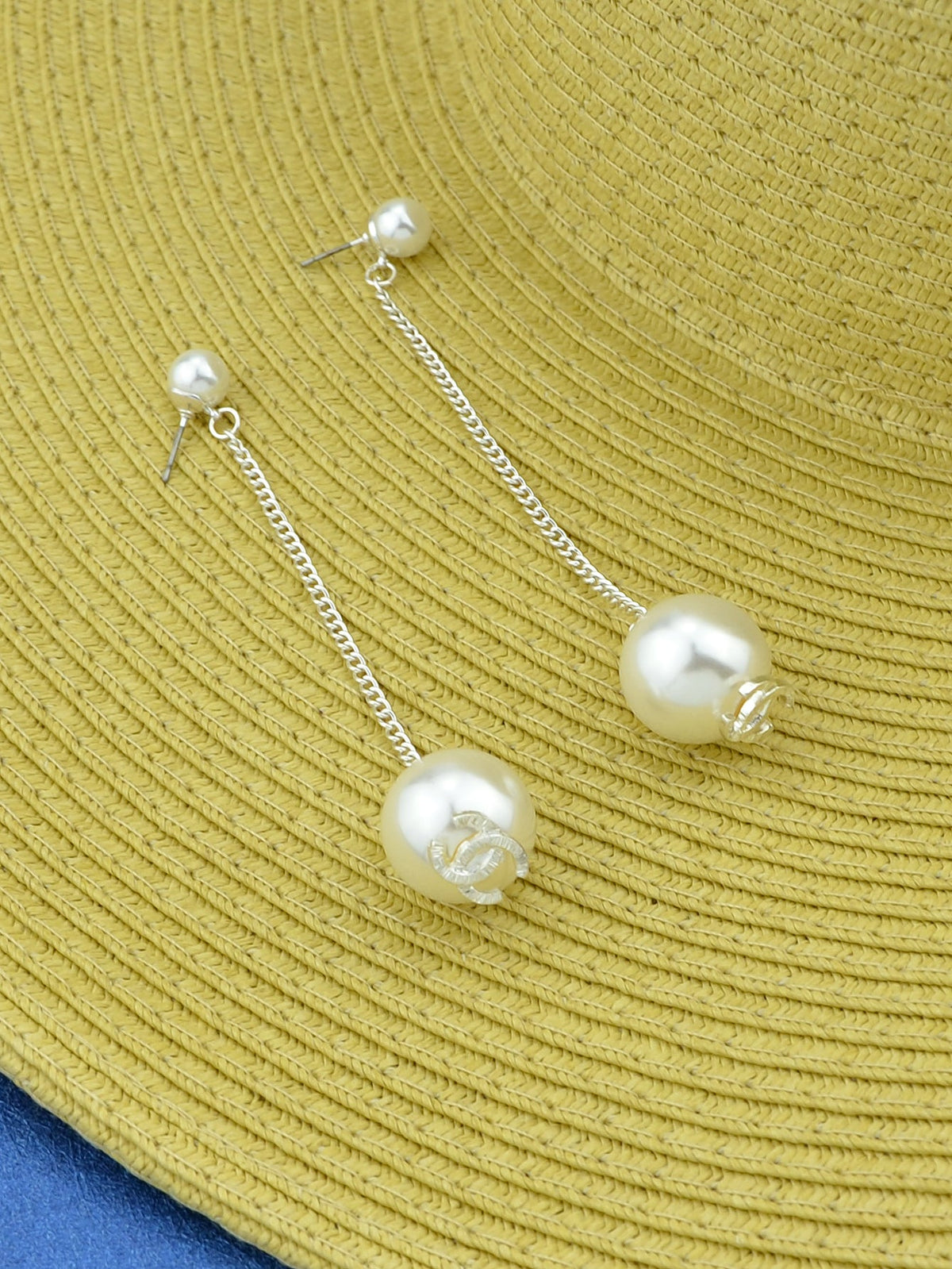 Wedding Jewellery Pearl Gold Silver Long Chain Dangle Earrings Trendy Ear Jacket-4