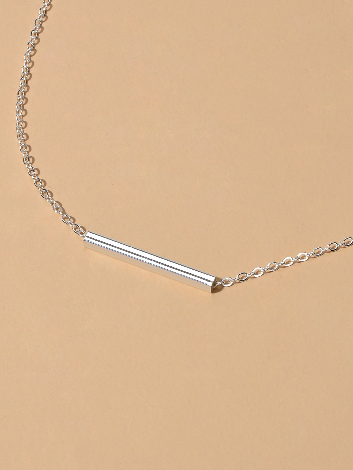 Minimalist Accessories Gold Chain Geometric Stick Charm Short Clavicle Necklace-4