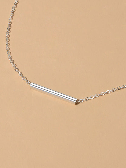 Minimalist Accessories Gold Chain Geometric Stick Charm Short Clavicle Necklace-4