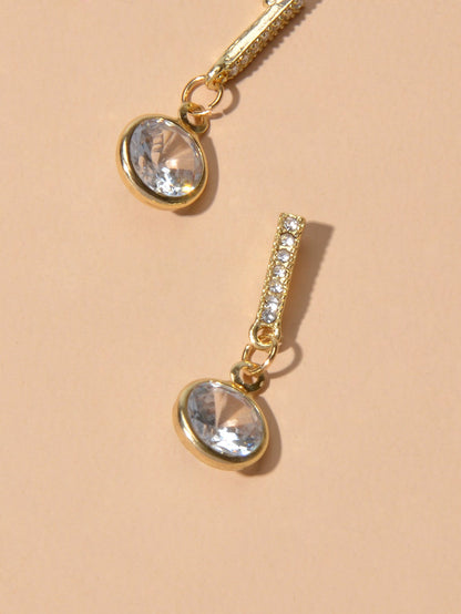 Luxurious Gift for Best Friends Simulated Zircon Strip Pierced Drop Stud Earring-4