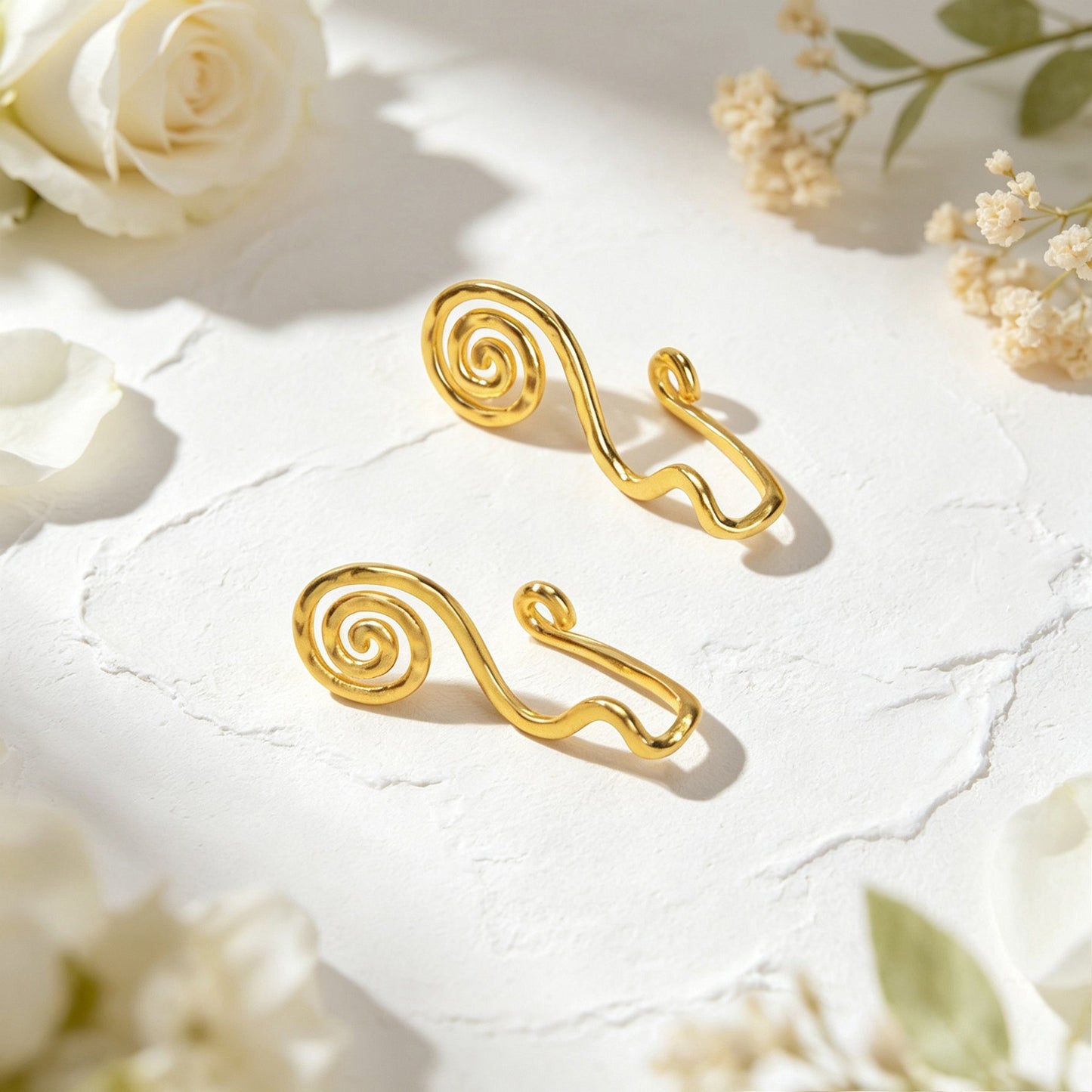 Spiral Coil Wire Ear Cuffs No Piercing Gold Non-Pierced Ear Clip Simple Earrings-2