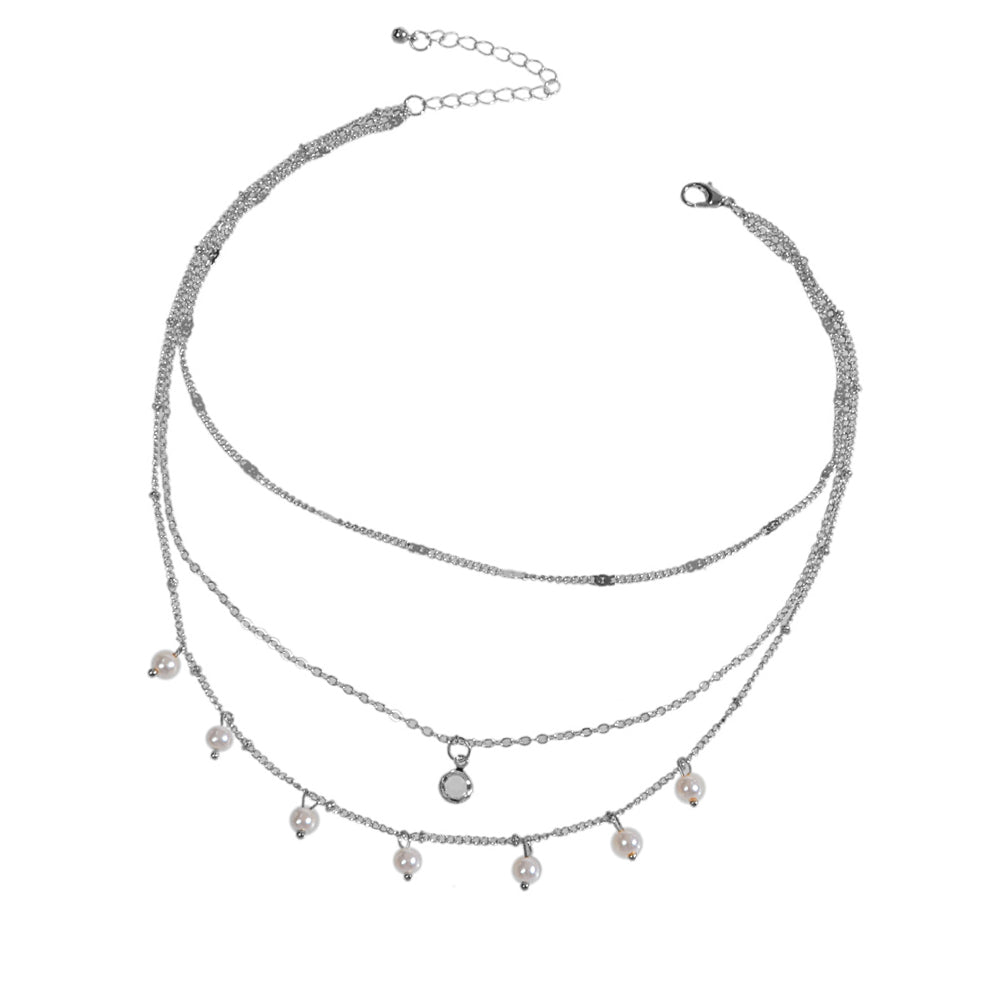 AU Local Fashion Pearl Charm Gold Multi-layer Chain Necklace New Style Jewellery-4