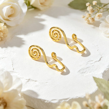 Spiral Coil Wire Ear Cuffs No Piercing Gold Non-Pierced Ear Clip Simple Earrings-3