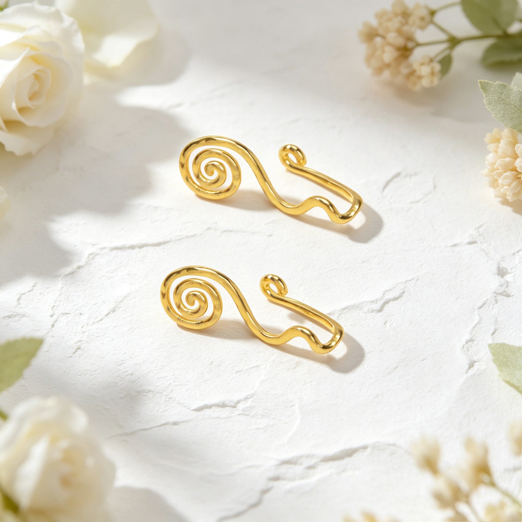 Spiral Coil Wire Ear Cuffs No Piercing Gold Non-Pierced Ear Clip Simple Earrings-4