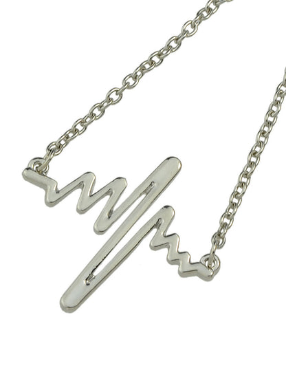Minimalist Jewellery Gold Silver Black Metal Heartbeat Charm Bracelet for Women-4