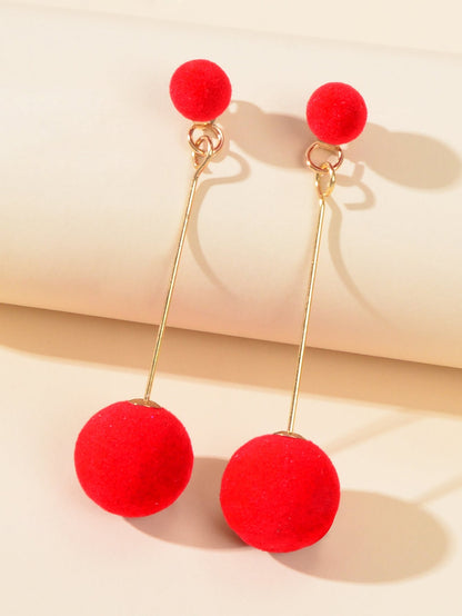 Feelontop Classic Stunning Red Round Ball Dangle Earrings Stud Blogger Jewellery-4