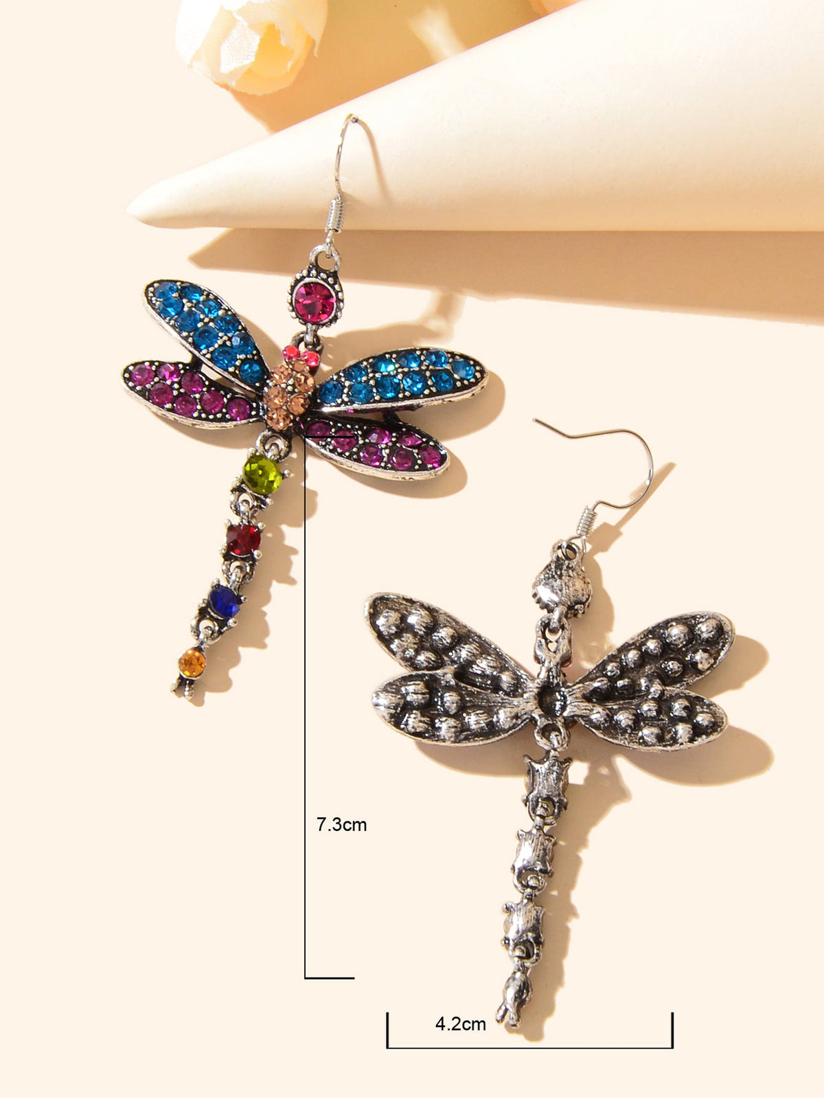 Luxury Jewellery Colorful Rhinestone Dragonfly Long Pendant Dangle Gift Earrings-4