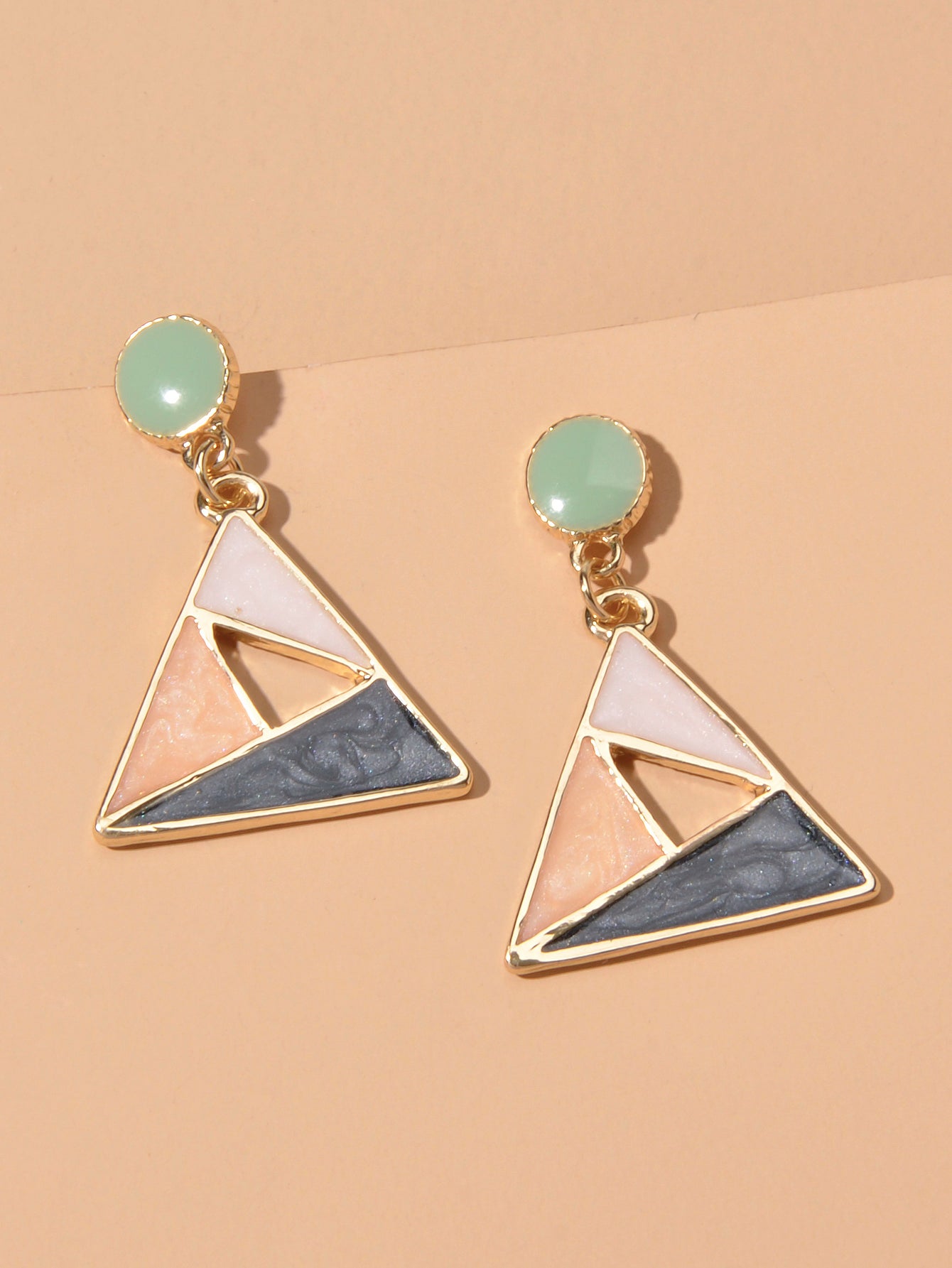 Trendy Multi-colored Enamel Triangle Geometric Dangle Party Designer Earrings-4
