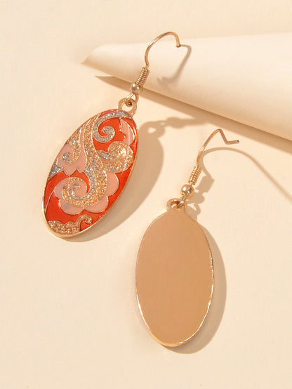 Traditional Indian Ethnic Jewellery Rhinestone Oval Dangle Bohemian Earrings-4