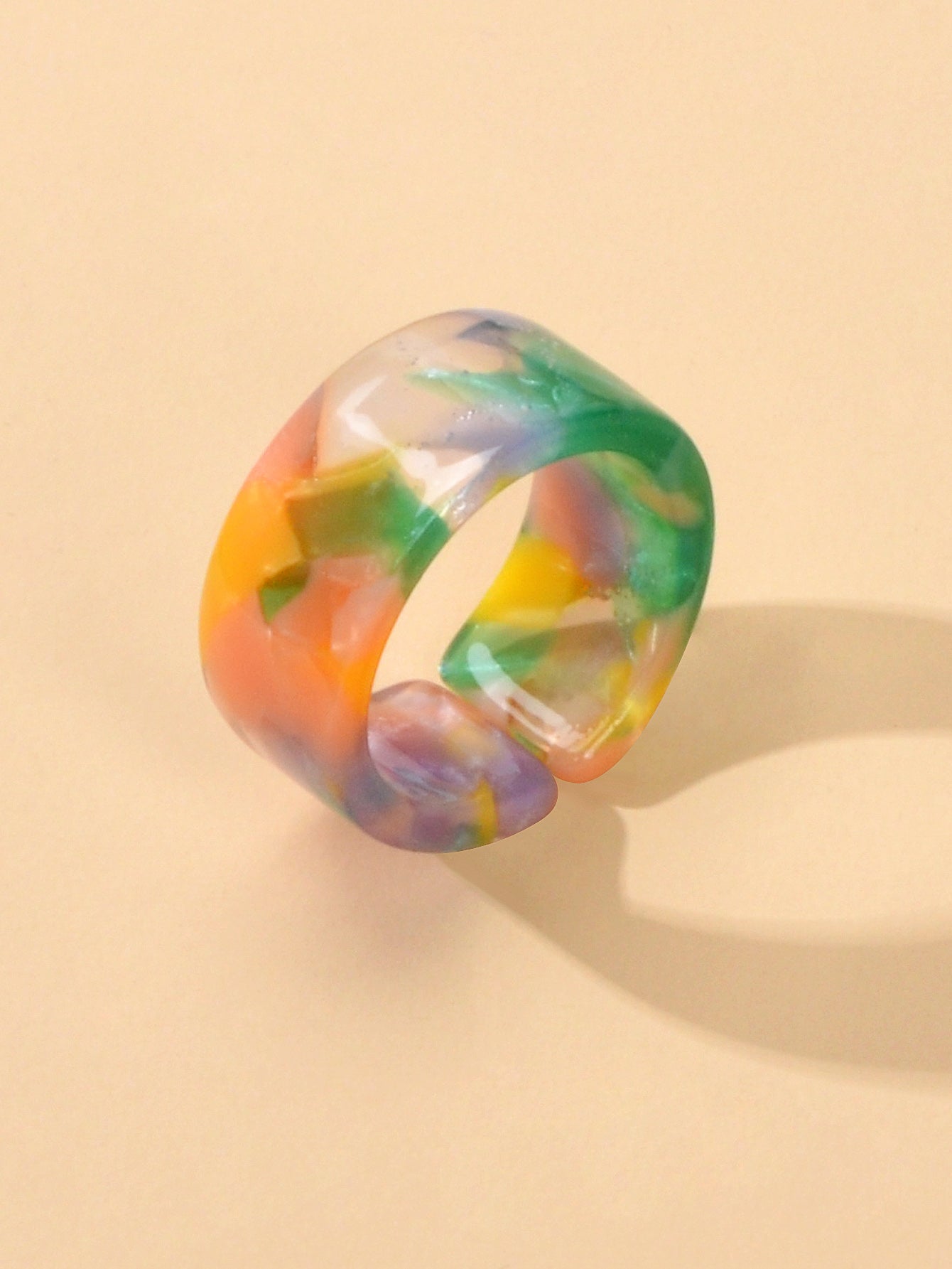 Transparent Acrylic Geometric Finger Chunky Ring Boho Chic Cuff Ring Band Gift-4