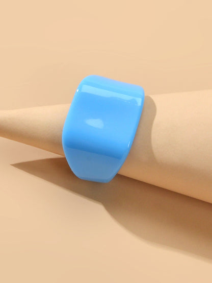 Ladies Jewelry Plastic Blue Squre Open Cuff Finger Trendy Chunky Ring for Women-4