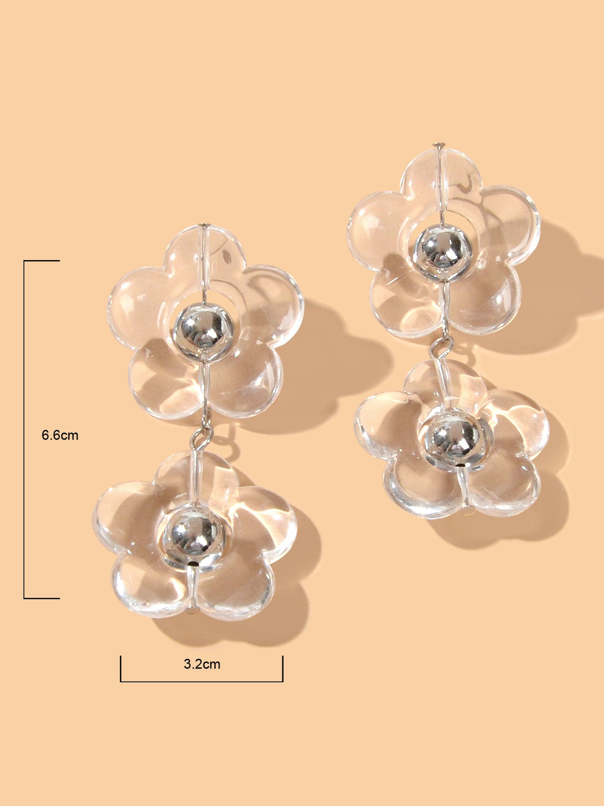 Transparent Flower Chunky Resin Acrylic Big Statement Pierced Earrings for Party-4