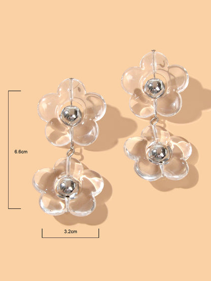 Transparent Flower Chunky Resin Acrylic Big Statement Pierced Earrings for Party-4