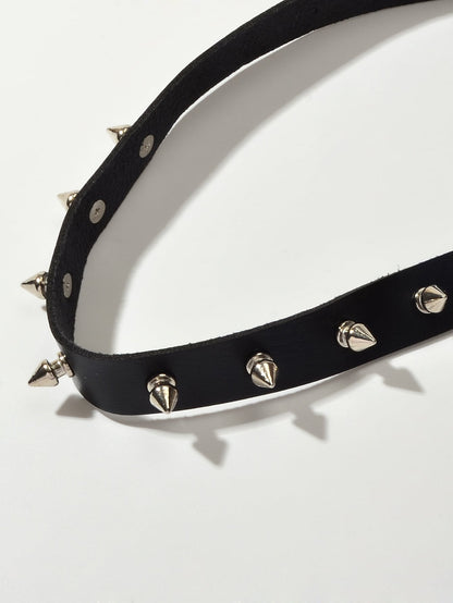 Have one to sell? Sell it yourself Punk Rock Spike Decor Black Pu Leather Belt Design Adjustable Choker Necklace-4
