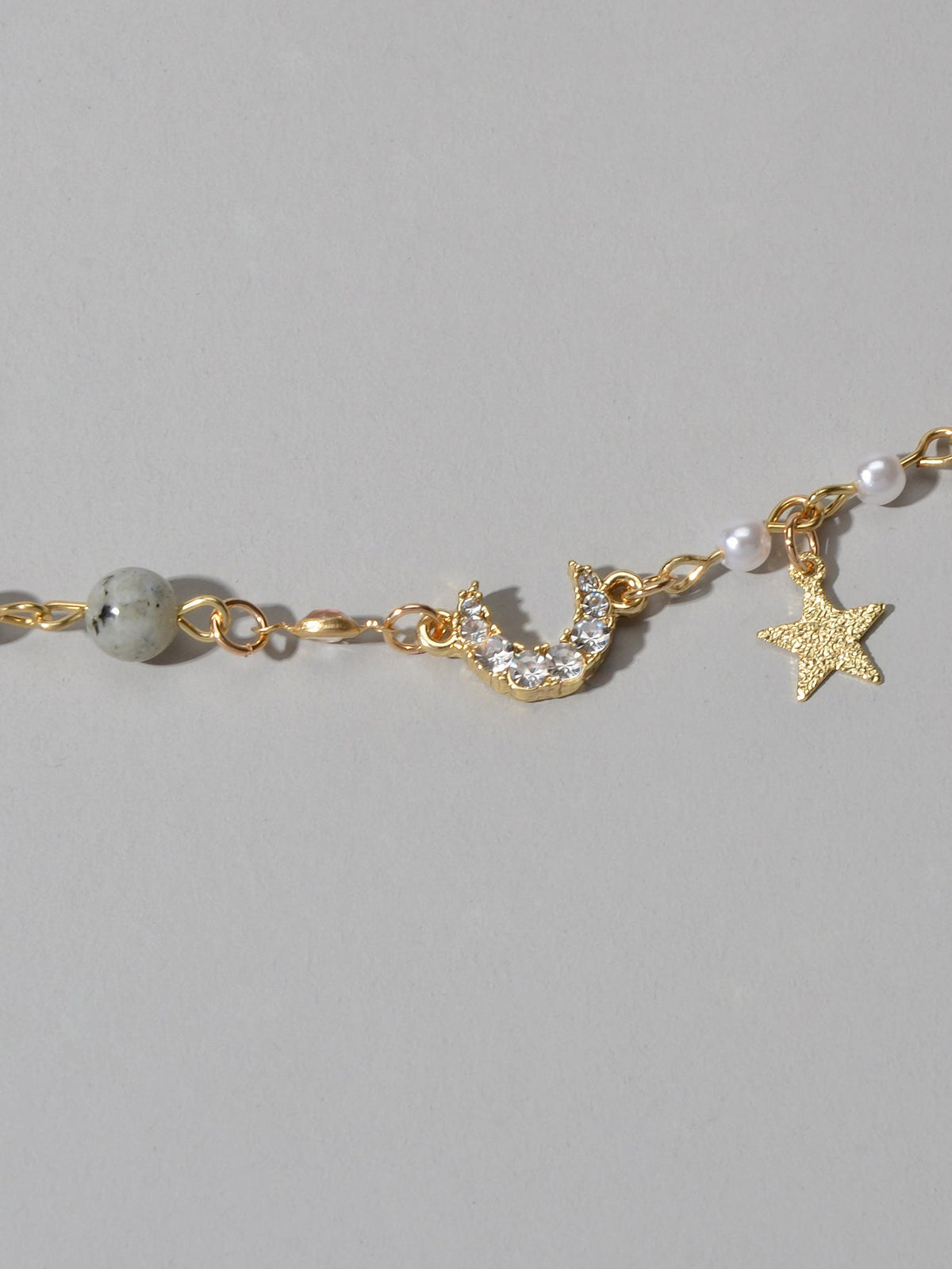 Luxurious Jewellery Party Wear Gold Chain Rhinestone Star Moon Charm Bracelet-4