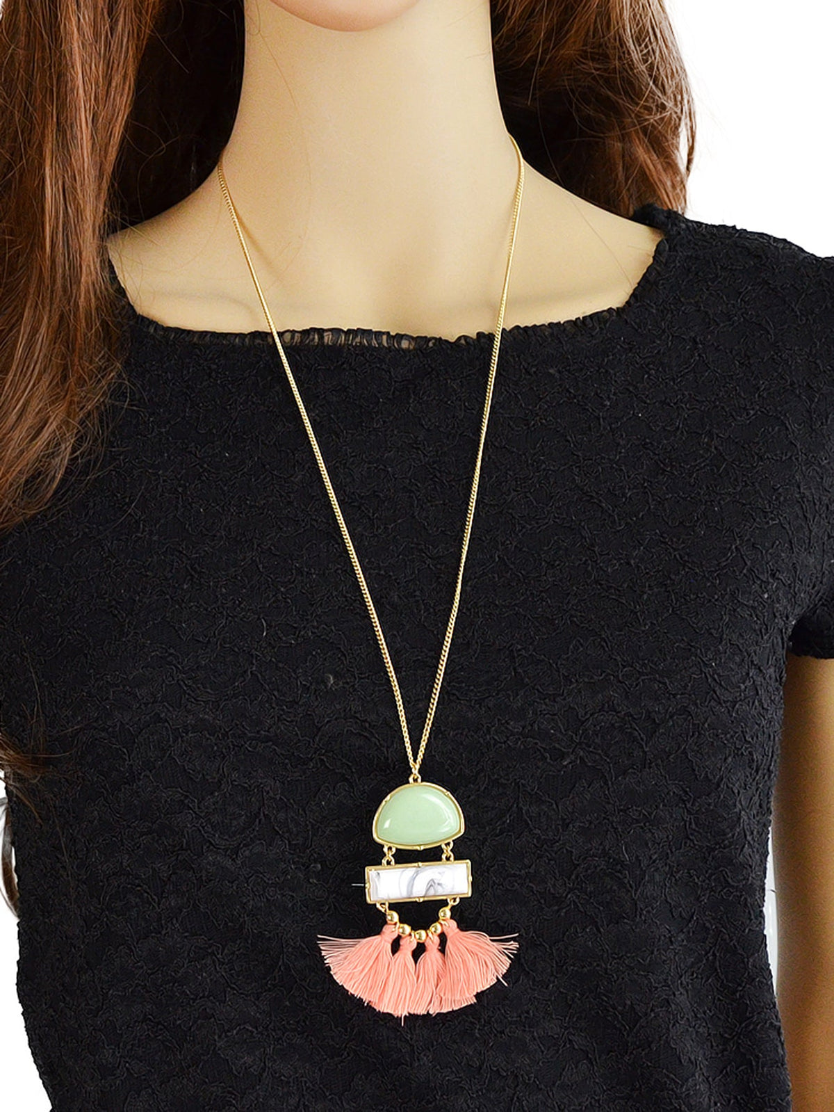 Ethnic Jewellery Bohemian Long Gold Chain Geometric Charm Tassel Fringe Necklace-4
