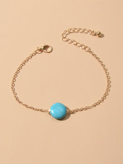 Indian Ethnic Jewelry Gold Silver Chain Turquoise Bracelet Bohemian Accessories-4