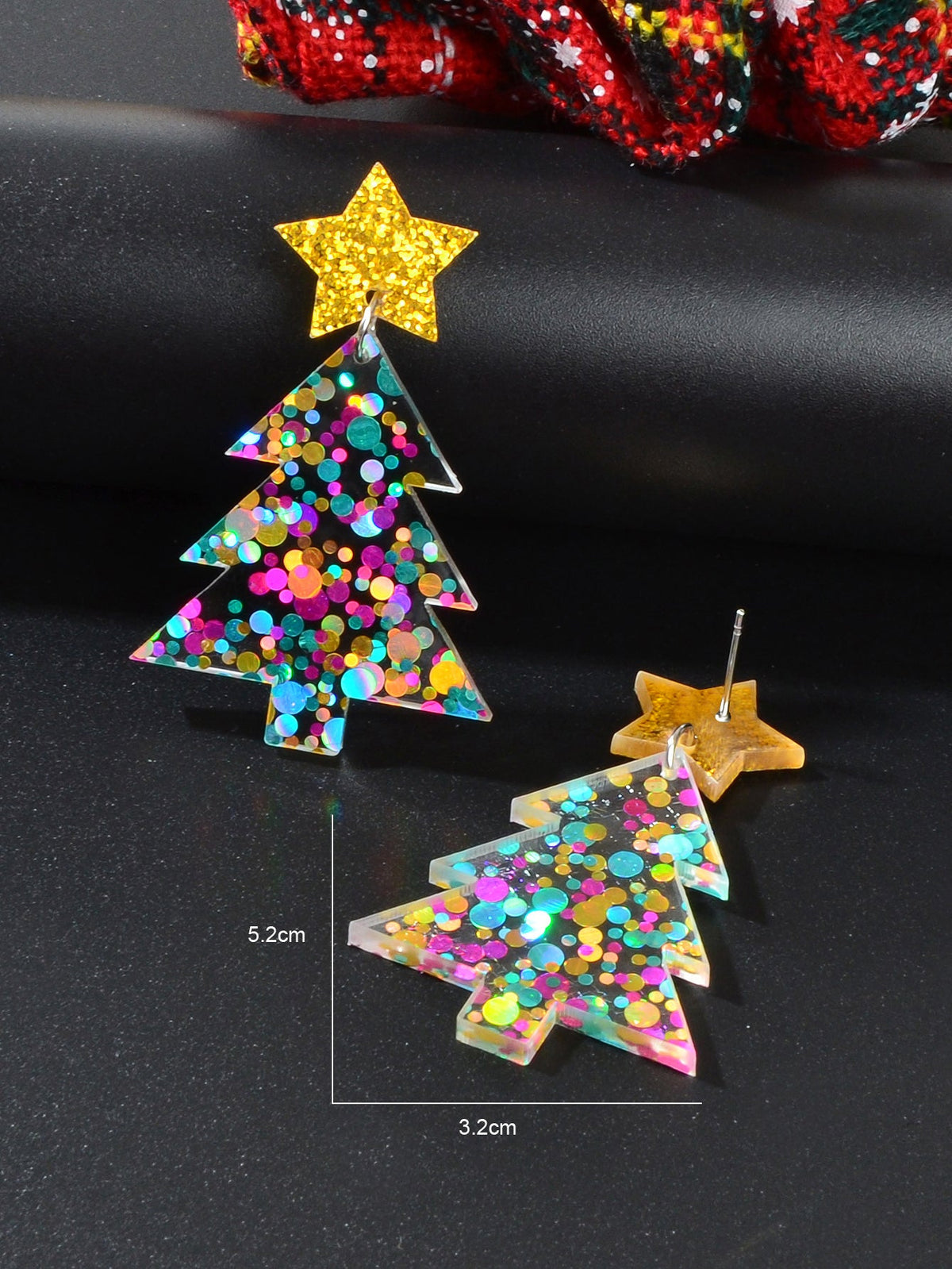 Sparkling Colorful Sequin Star Christmas Tree Dangle Earrings Festival Jewellery-4