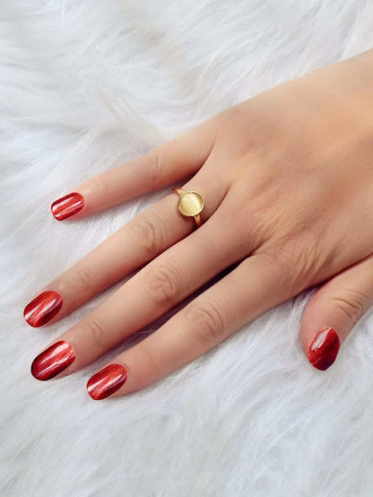 Opal Gold Colour Open Cuff Dome Finger Ring Wholesale Price Party Accessories-4