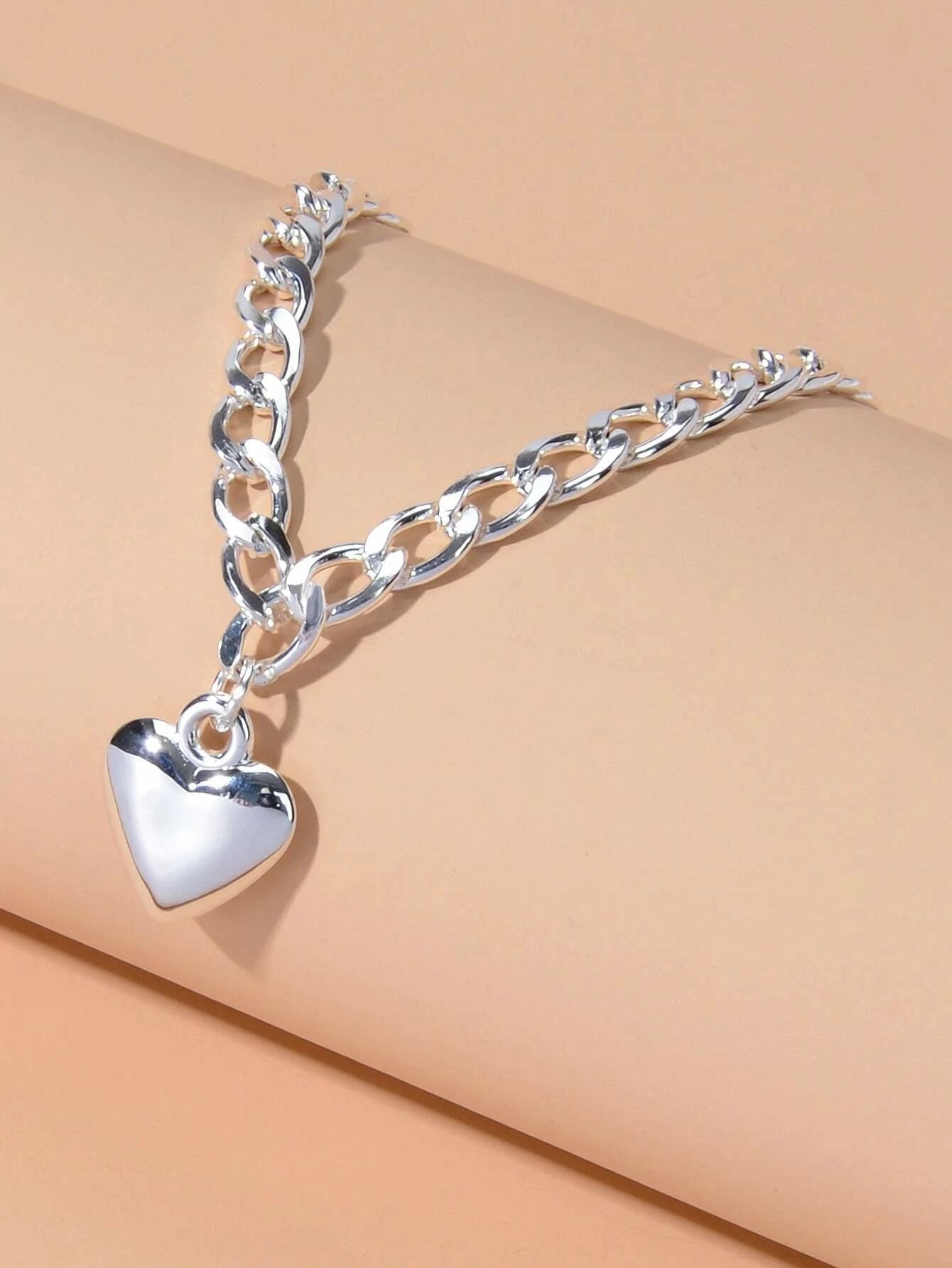 Fashion Gold Silver Chain Love Heart Charm Necklace Women Minimalist Accessories-4