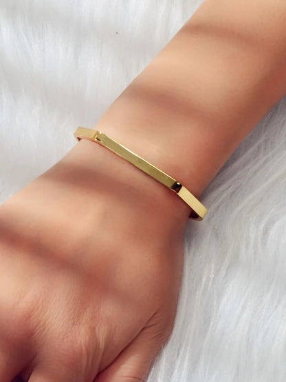 Minimalist Punk Style Gold Metal Geometric Women Open Cuff Bangles Teen Bracelet-4