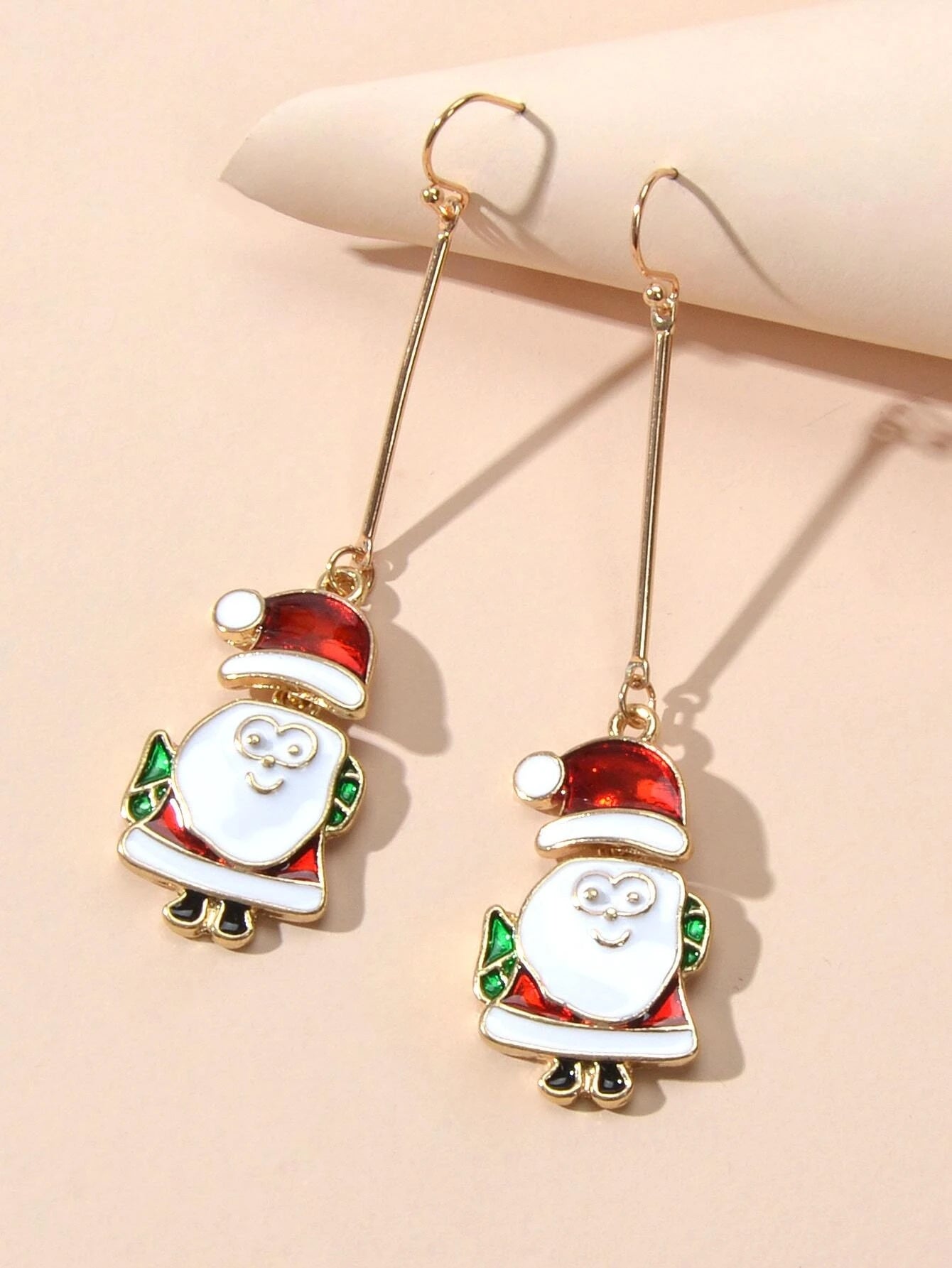 Christmas Jewellery White Enamel Santa Claus Drop Dangle Earrings Festival Gift-4